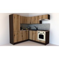 Bucatarie de Colt GENA NEW 9 ST. 190-200, Cu Corp de Cuptor, Wenge / Decor K365